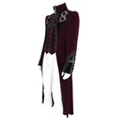 DEVIL FASHION Men's Gothic Beaded Trim Buckle Strap Zip Jacket Red