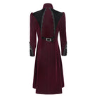 DEVIL FASHION Men's Gothic Beaded Trim Buckle Strap Zip Jacket Red