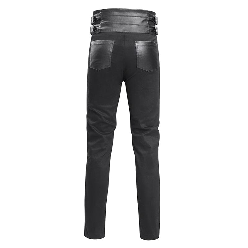 DEVIL FASHION Men's Gothic Buckle-up Studs Trousers