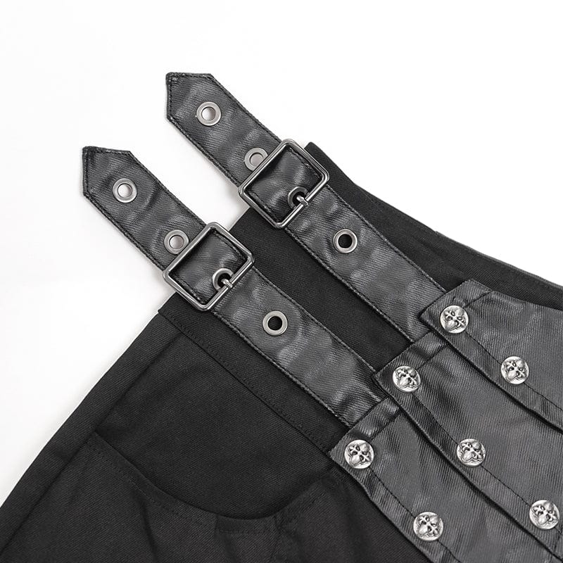 DEVIL FASHION Men's Gothic Buckle-up Studs Trousers