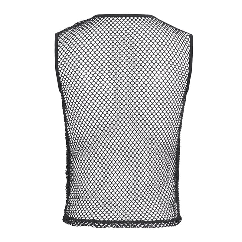 DEVIL FASHION Men's Gothic Bullet Sheer Mesh Tank Top