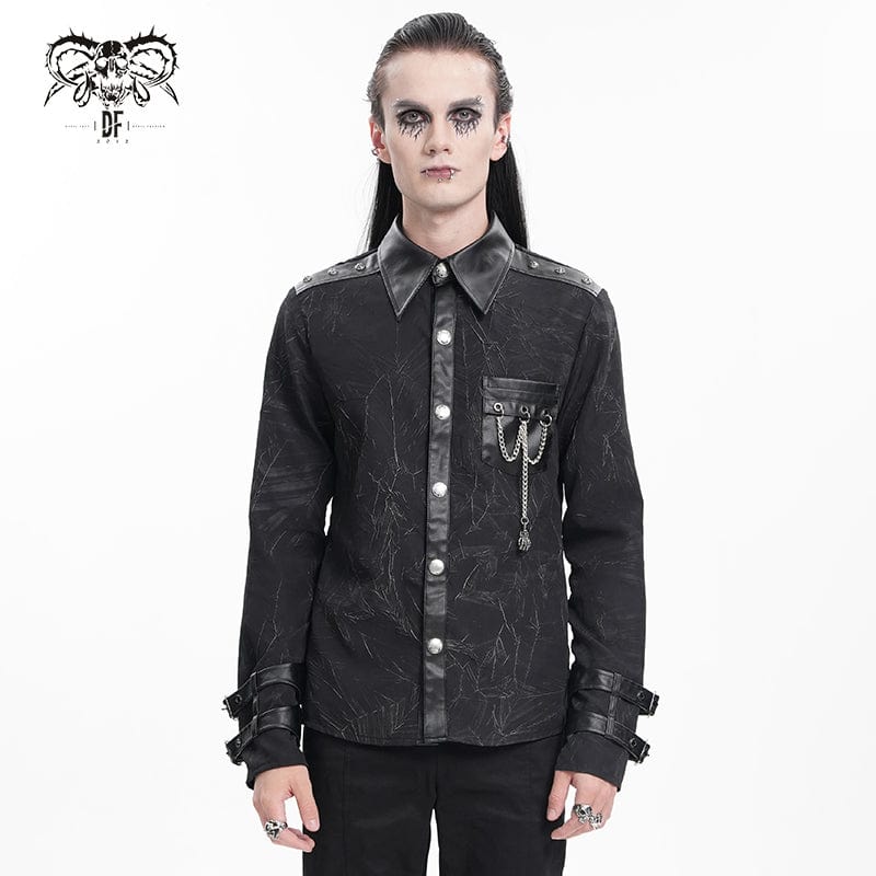 Men's Gothic Chain Buckle-up Shirt – Punk Design