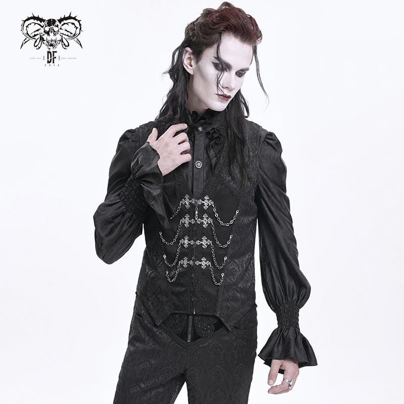 DEVIL FASHION Men's Gothic Chain Buckle-up Vest