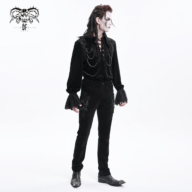 DEVIL FASHION Men's Gothic Chain Crochet Trousers