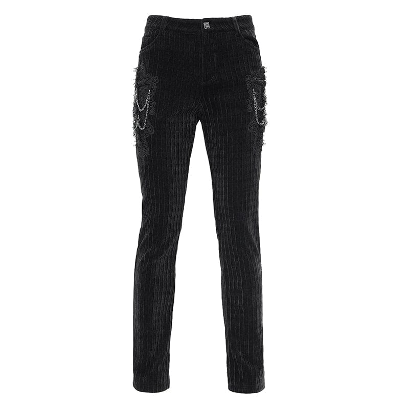 DEVIL FASHION Men's Gothic Chain Crochet Trousers