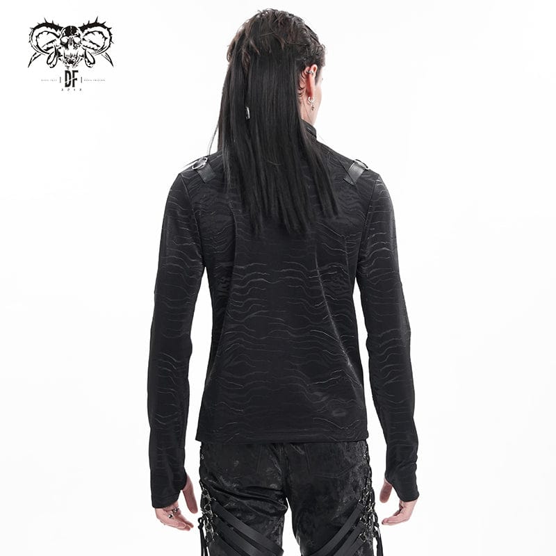 DEVIL FASHION Men's Gothic Chain Rings Stand Collar Sweatershirt