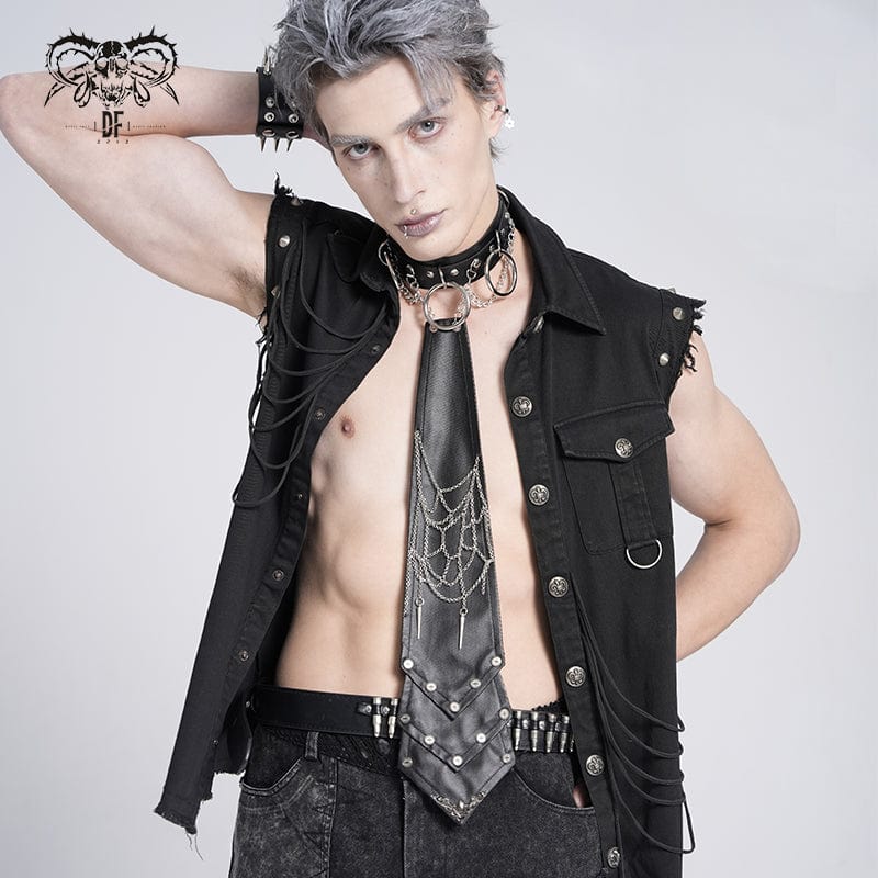 Men's Gothic Chain Splice Buckle Choker Necktie – Punk Design