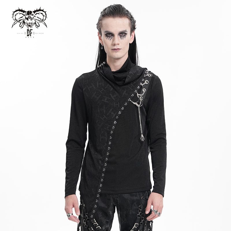 DEVIL FASHION Men's Gothic Chain Splice Sweatershirt