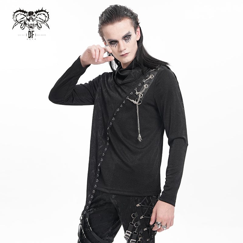 DEVIL FASHION Men's Gothic Chain Splice Sweatershirt