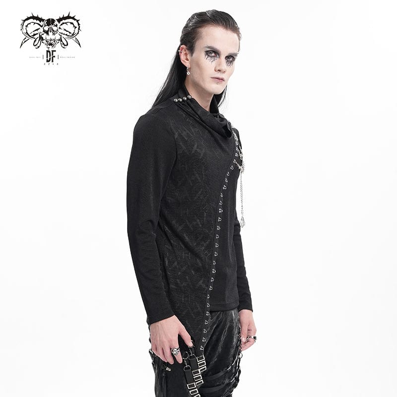 DEVIL FASHION Men's Gothic Chain Splice Sweatershirt