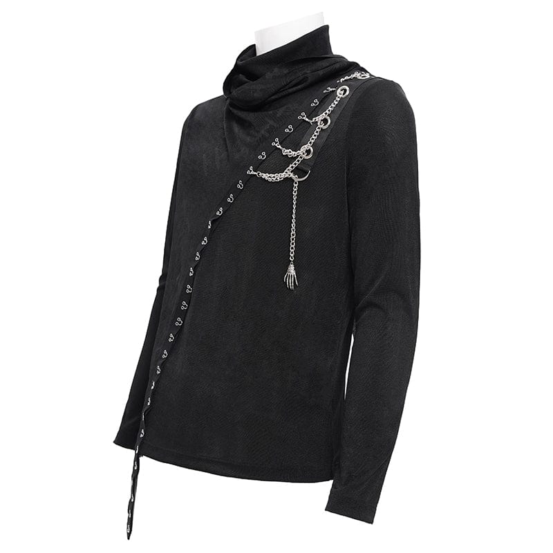 DEVIL FASHION Men's Gothic Chain Splice Sweatershirt