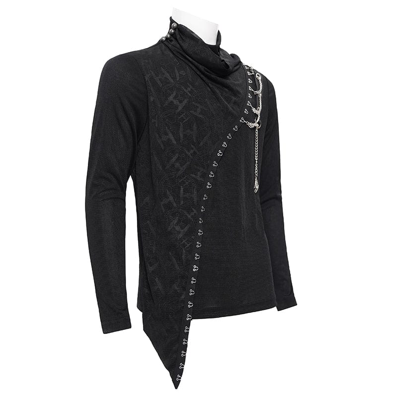 DEVIL FASHION Men's Gothic Chain Splice Sweatershirt