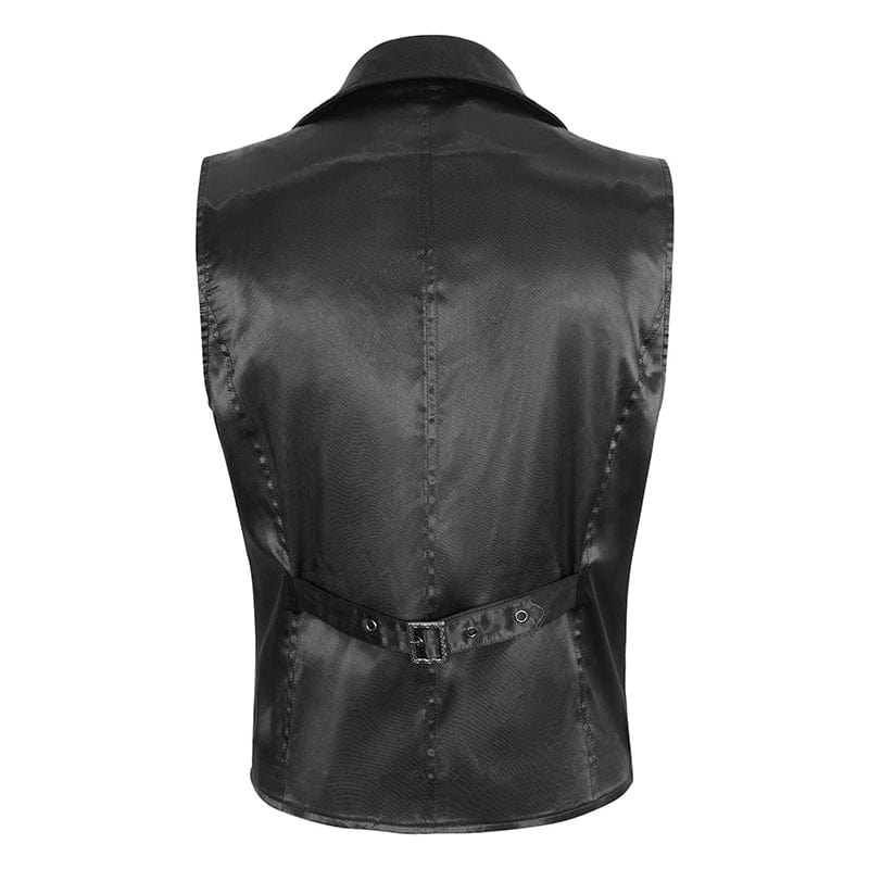 DEVIL FASHION Men's Gothic Contrast Color Embossed Feather Waistcoat