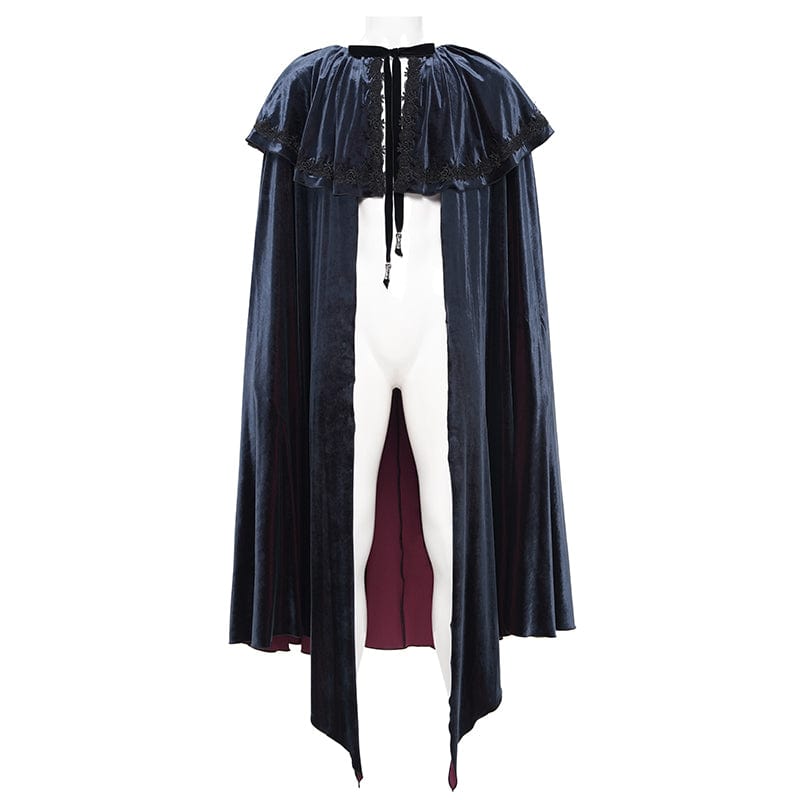 DEVIL FASHION Men's Gothic Crochet Strap Cloak Black Red