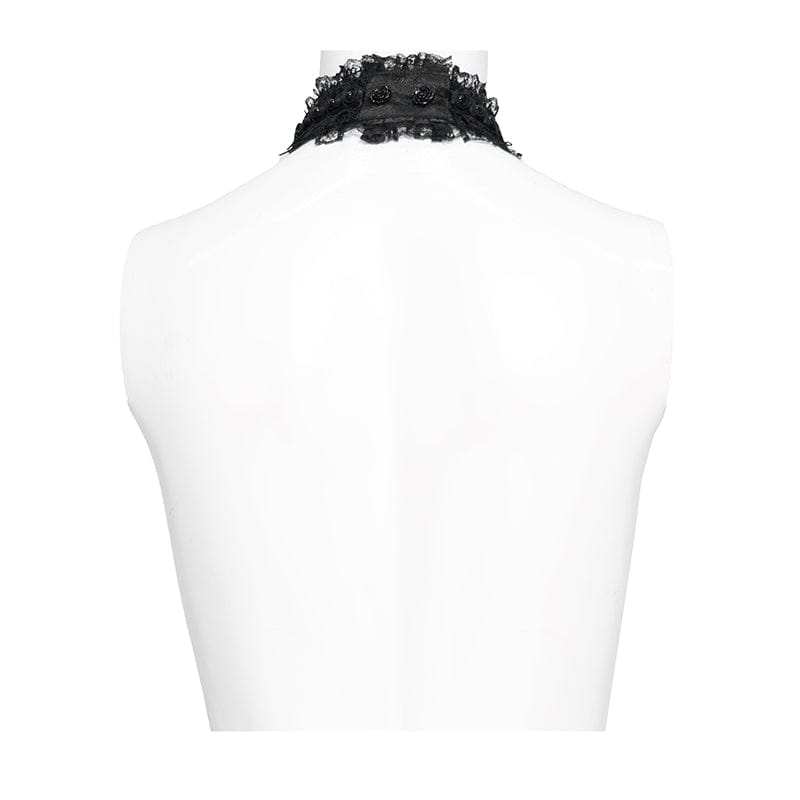 DEVIL FASHION Men's Gothic Cross Beaded Neckwear Black