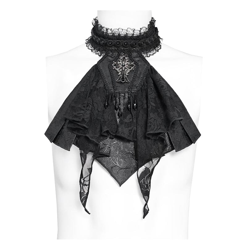 DEVIL FASHION Men's Gothic Cross Beaded Neckwear Black