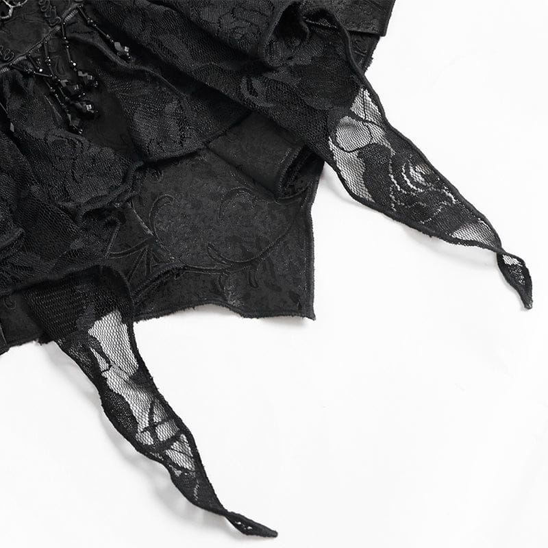 DEVIL FASHION Men's Gothic Cross Beaded Neckwear Black