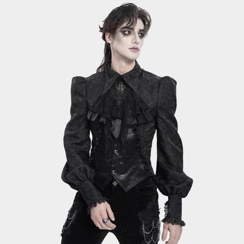 DEVIL FASHION Men's Gothic Cross Beaded Neckwear Black