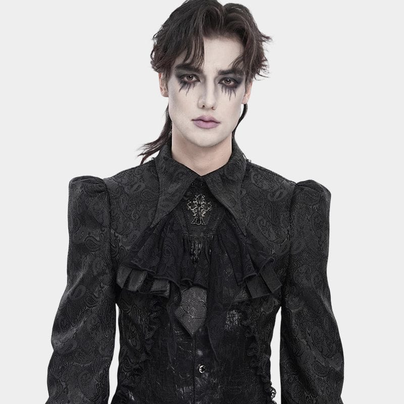 DEVIL FASHION Men's Gothic Cross Beaded Neckwear Black