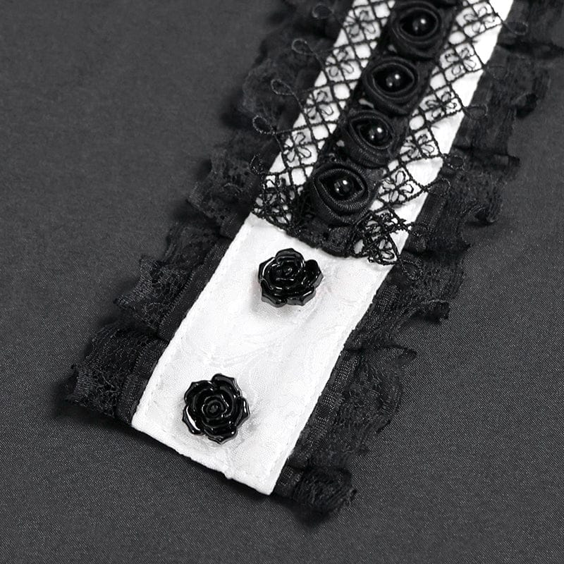 DEVIL FASHION Men's Gothic Cross Beaded Neckwear White