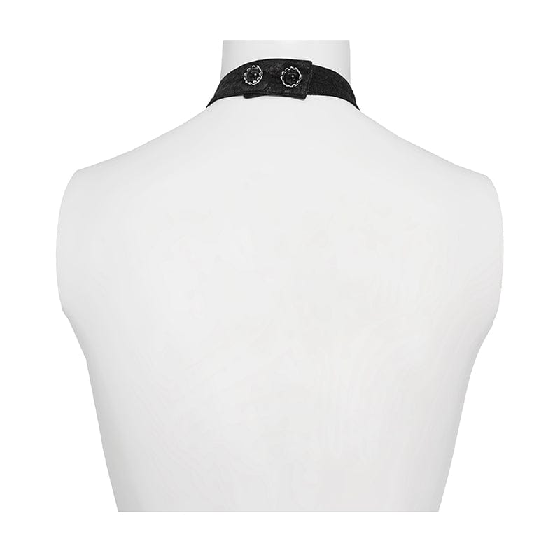 DEVIL FASHION Men's Gothic Cross Lace Ruffled Neckwear Black