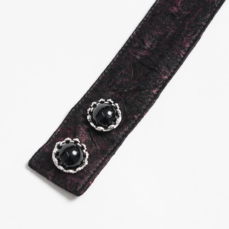 DEVIL FASHION Men's Gothic Cross Lace Ruffled Neckwear Red