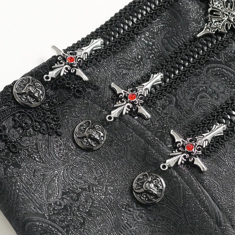 DEVIL FASHION Men's Gothic Cross Lace-up Zip Girdle