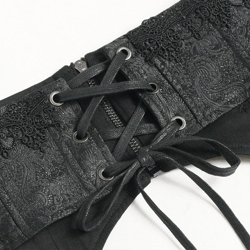 DEVIL FASHION Men's Gothic Cross Lace-up Zip Girdle