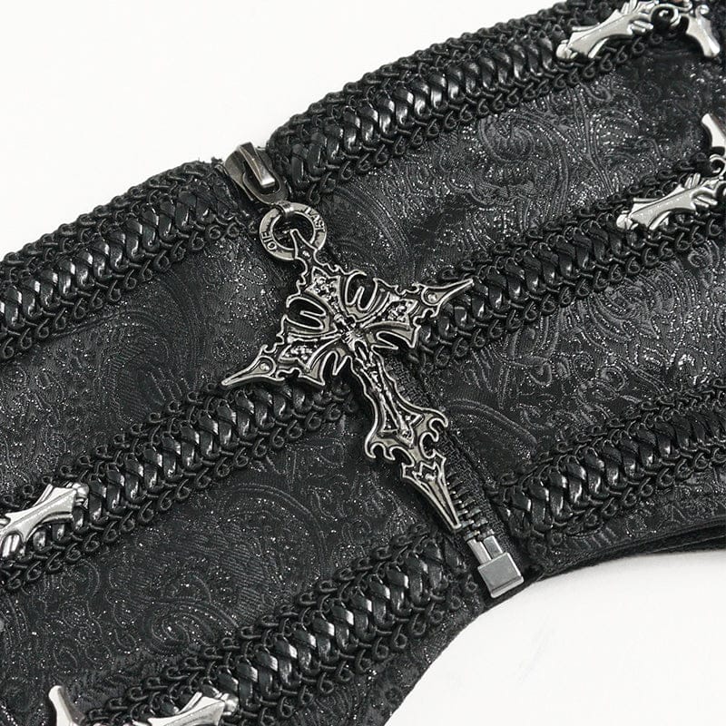 DEVIL FASHION Men's Gothic Cross Lace-up Zip Girdle