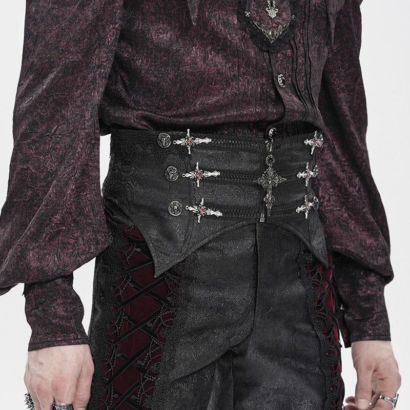 DEVIL FASHION Men's Gothic Cross Lace-up Zip Girdle