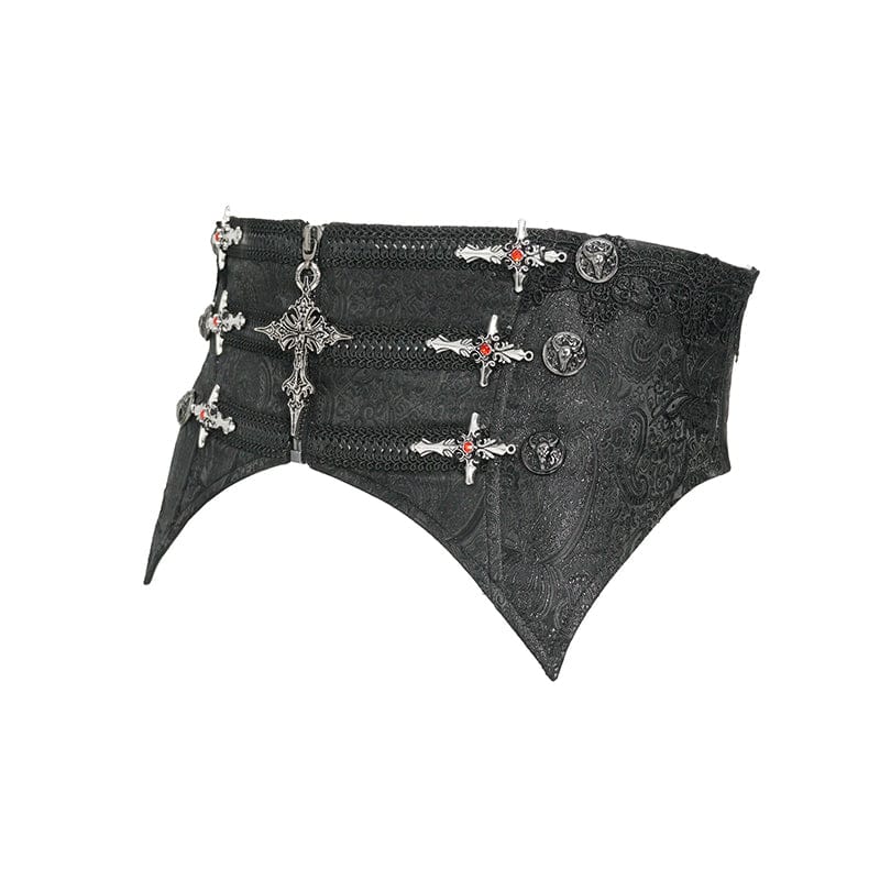 DEVIL FASHION Men's Gothic Cross Lace-up Zip Girdle