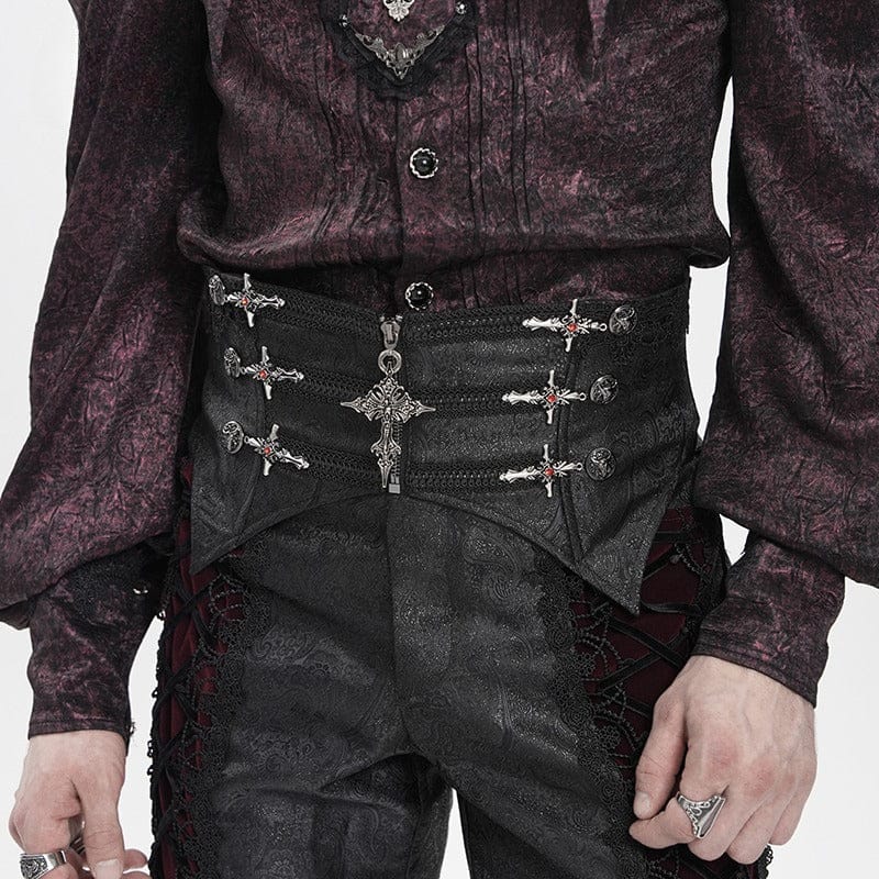 DEVIL FASHION Men's Gothic Cross Lace-up Zip Girdle