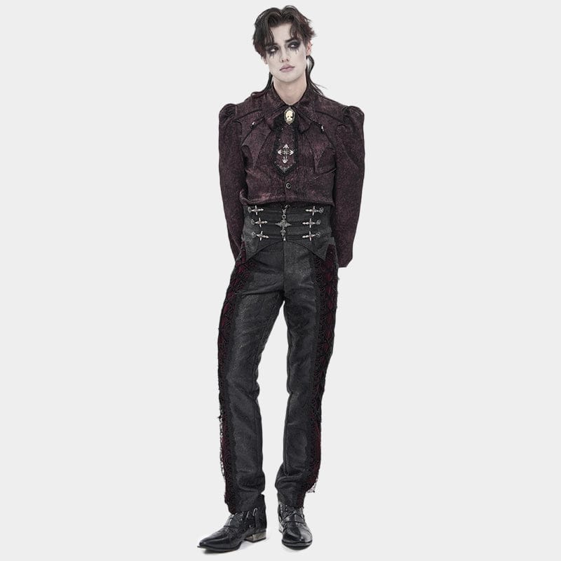 DEVIL FASHION Men's Gothic Cross Lace-up Zip Girdle