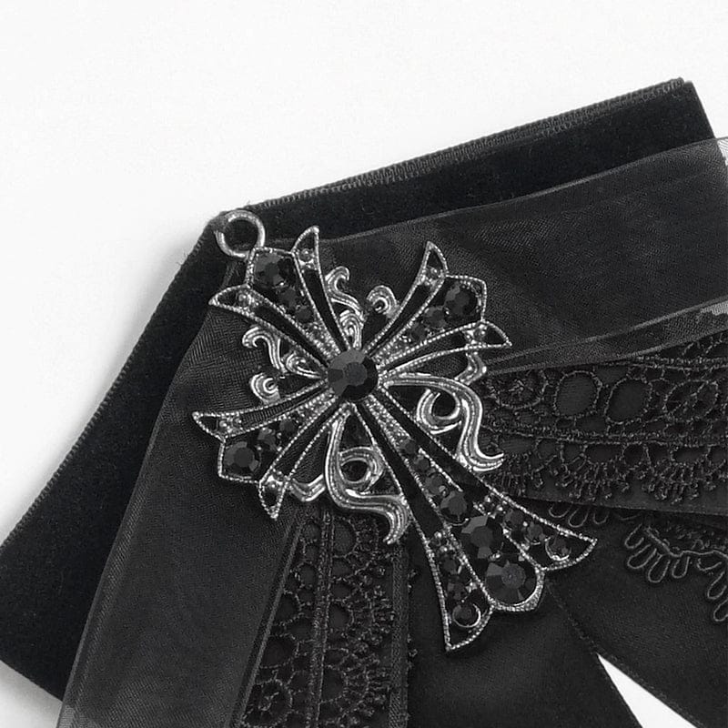 DEVIL FASHION Men's Gothic Cross Layered Bowknot Neckwear Black