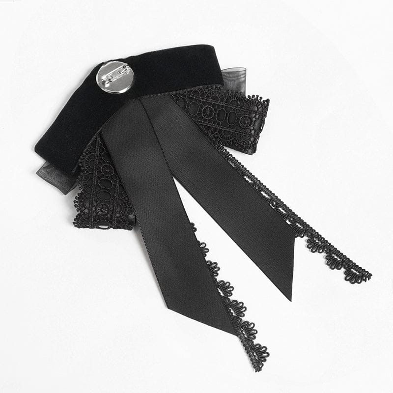 DEVIL FASHION Men's Gothic Cross Layered Bowknot Neckwear Black
