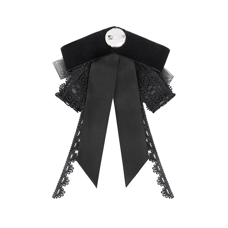 DEVIL FASHION Men's Gothic Cross Layered Bowknot Neckwear Black