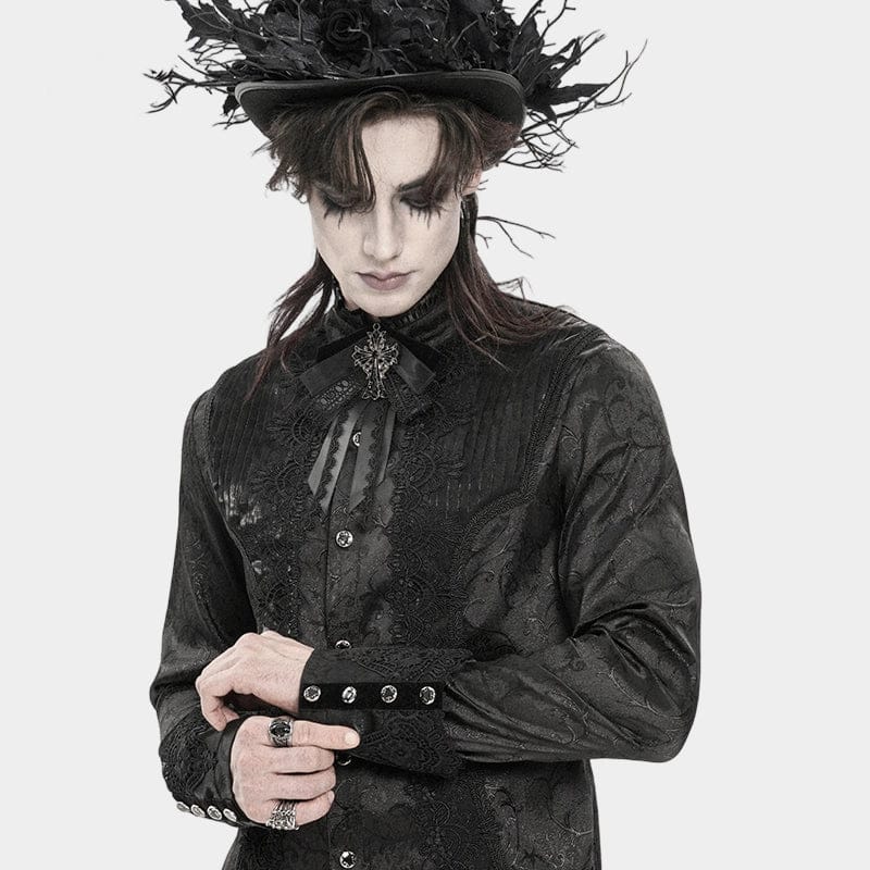 DEVIL FASHION Men's Gothic Cross Layered Bowknot Neckwear Black