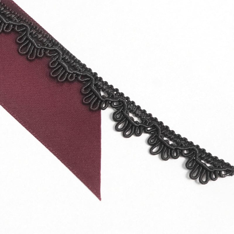 DEVIL FASHION Men's Gothic Cross Layered Bowknot Neckwear Black-Red