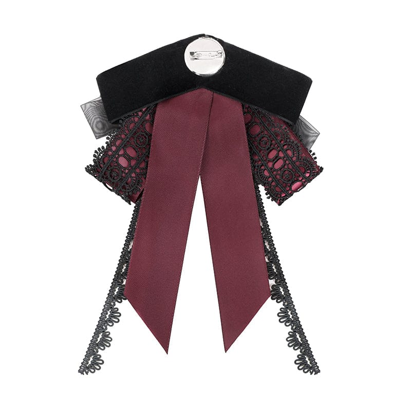 DEVIL FASHION Men's Gothic Cross Layered Bowknot Neckwear Black-Red