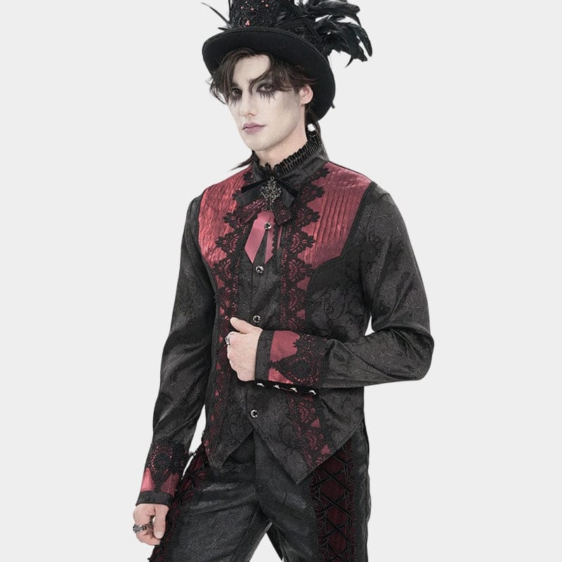 DEVIL FASHION Men's Gothic Cross Layered Bowknot Neckwear Black-Red