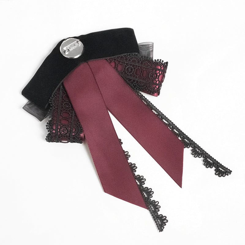 DEVIL FASHION Men's Gothic Cross Layered Bowknot Neckwear Black-Red