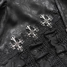 DEVIL FASHION Men's Gothic Cross Spider Turn-down Collar Bishop Sleeved Shirt Black