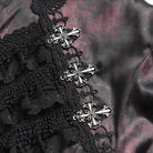 Camisa gótica de manga obispo con cuello vuelto y cruz de araña para hombre de DEVIL FASHION, color rojo.