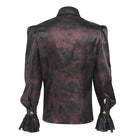 Camisa gótica de manga obispo con cuello vuelto y cruz de araña para hombre de DEVIL FASHION, color rojo.