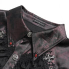 Camisa gótica de manga obispo con cuello vuelto y cruz de araña para hombre de DEVIL FASHION, color rojo.