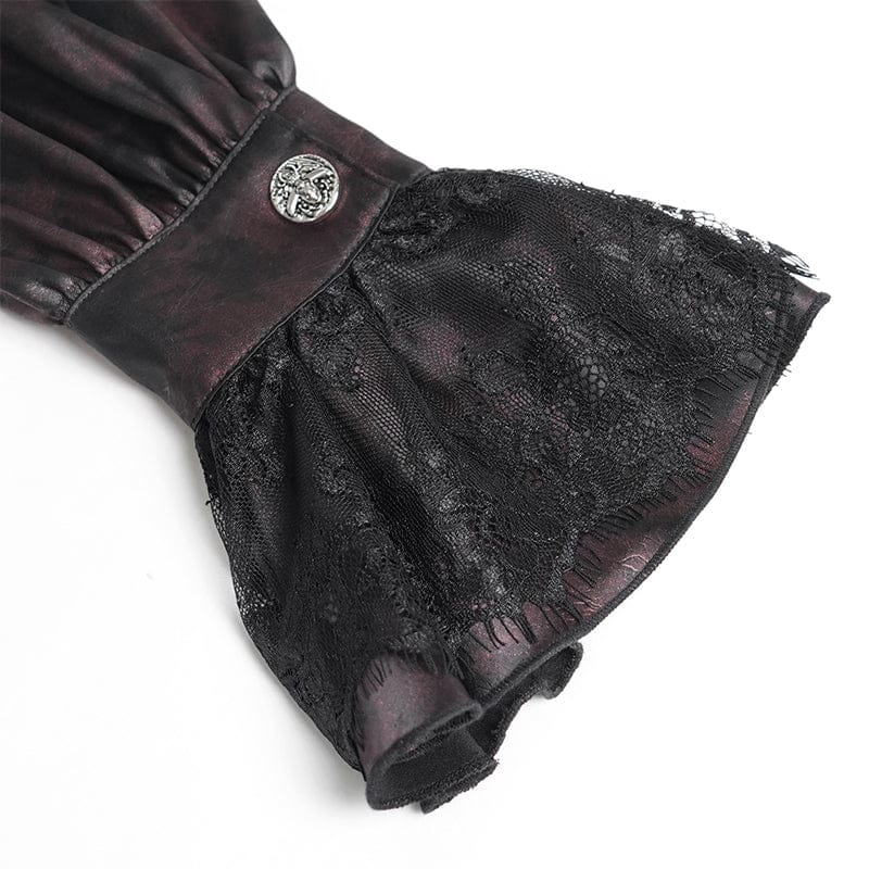 Men's Gothic Cross Spider Turn-down Collar Bishop Sleeved Shirt