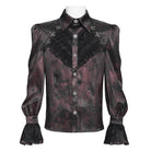 Camisa gótica de manga obispo con cuello vuelto y cruz de araña para hombre de DEVIL FASHION, color rojo.