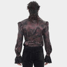 Camisa gótica de manga obispo con cuello vuelto y cruz de araña para hombre de DEVIL FASHION, color rojo.