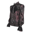 Camisa gótica de manga obispo con cuello vuelto y cruz de araña para hombre de DEVIL FASHION, color rojo.