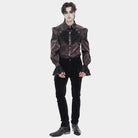 Camisa gótica de manga obispo con cuello vuelto y cruz de araña para hombre de DEVIL FASHION, color rojo.